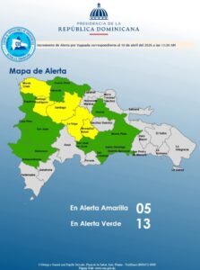 Amplían alertas en el Gran Santo Domingo y 17 provincias por lluvias este fin de semana