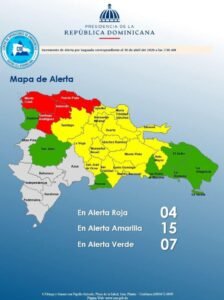 COE eleva a 26 las provincias en alerta por lluvias; cuatro en nivel rojo