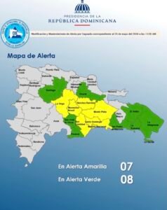 COE mantiene 15 provincias en alerta por vaguada